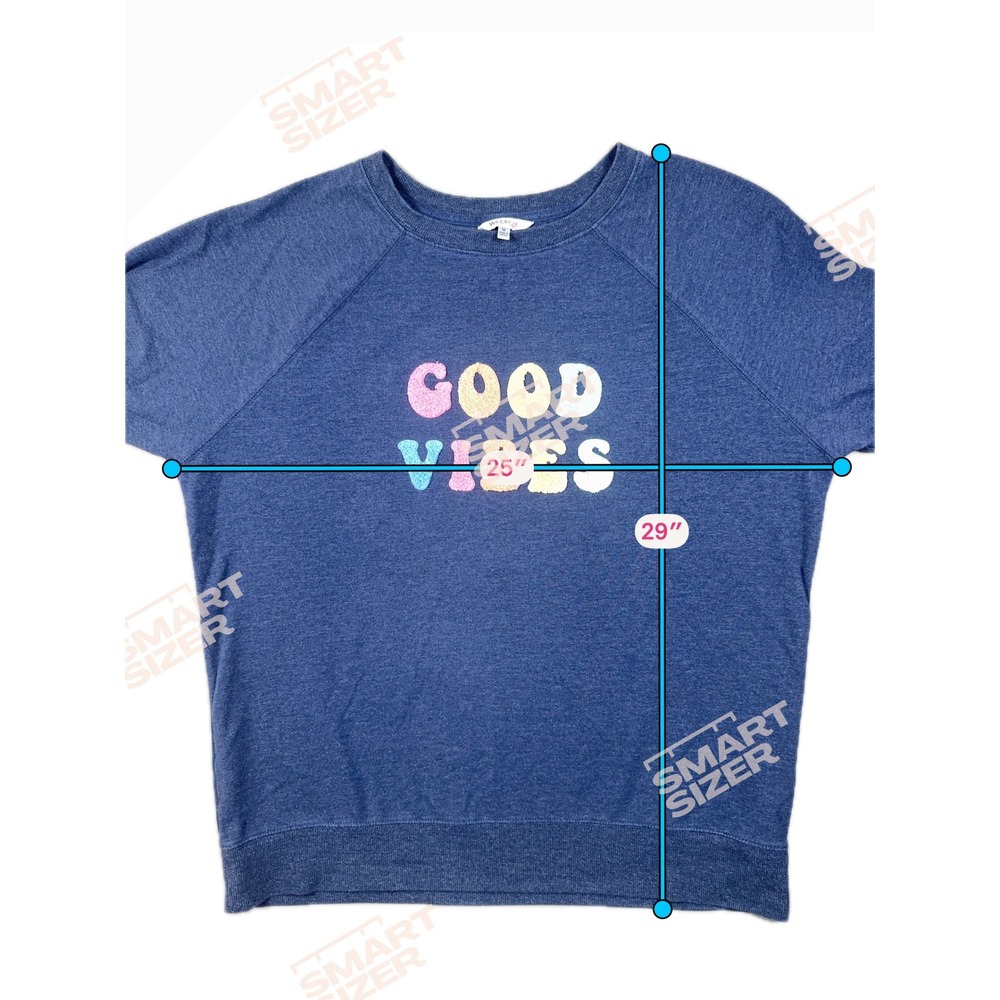 Wildfox Good Vibes Sweatshirt Women's M Oversized Blue Rainbow Graphic Pullover - Picture 8 of 8